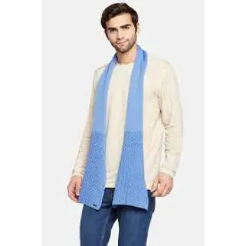 Kosha Sky Blue Merino Wool Basket Knit Muffler